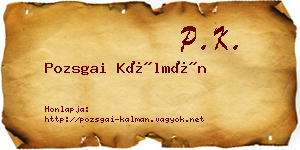 Pozsgai Kálmán névjegykártya